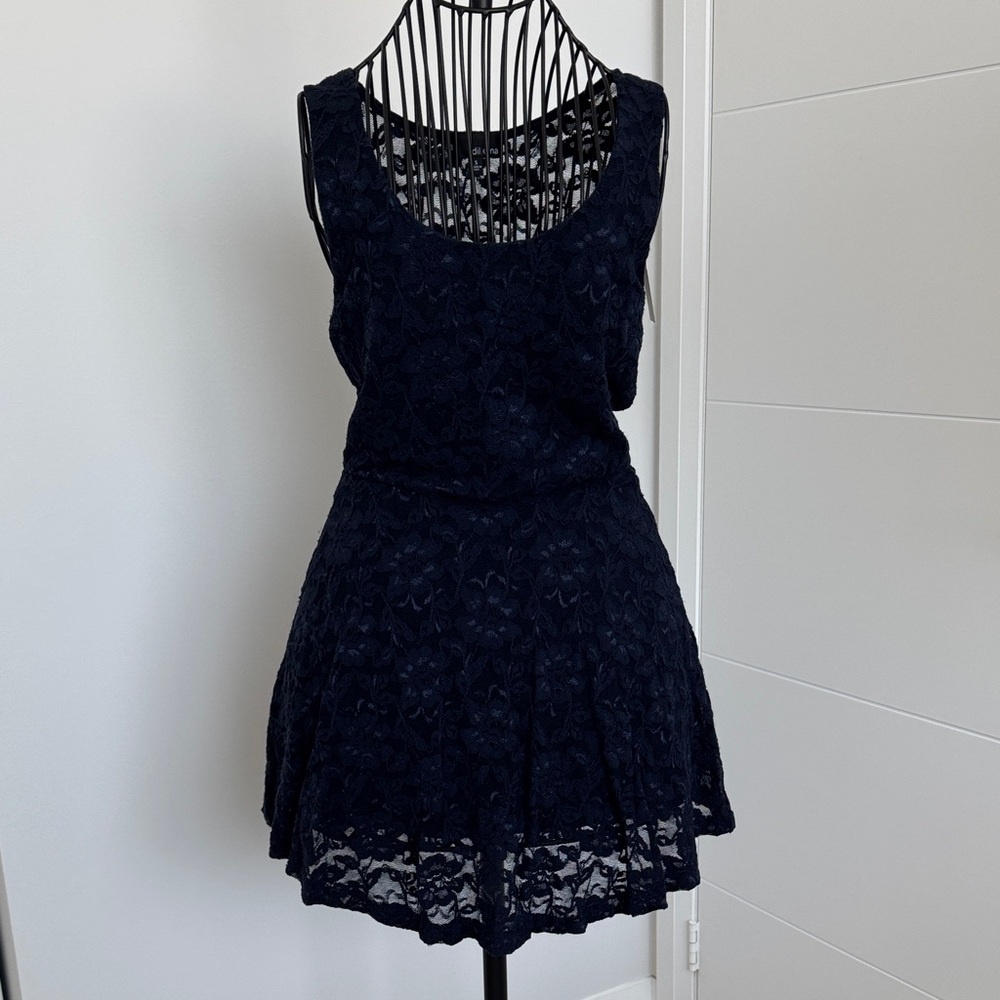 Aritzia lace mini dress - navy blue